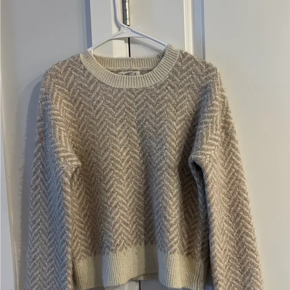 Rachel Zoe Cream Chevron Knit Sweater